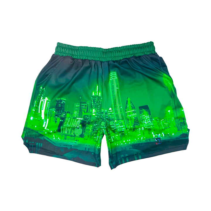 Green Skyline Soft-QD Basketball Shorts — Dry Fit