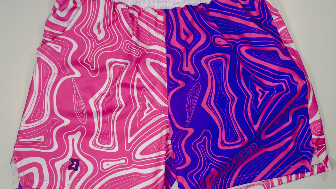 Swirls Pink and Purple Soft-QD Athletic Shorts — Dry Fit