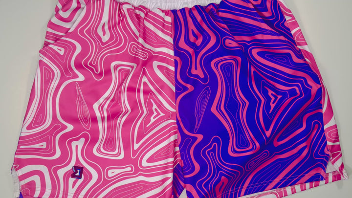 Swirls Pink and Purple Soft-QD Athletic Shorts — Dry Fit