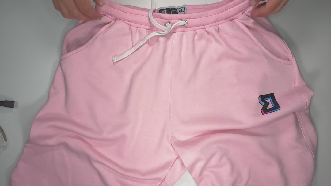 Premium Athletic Pink Jogger Shorts – Breathable Loopback Non-Fleece
