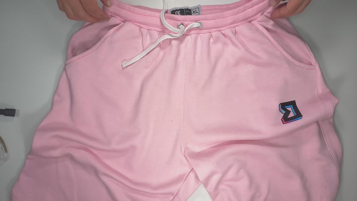 Premium Athletic Pink Jogger Shorts – Breathable Loopback Non-Fleece