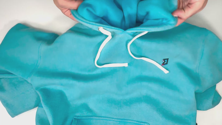 Smurf Blue Fleece Lined Acid Wash Hoodie