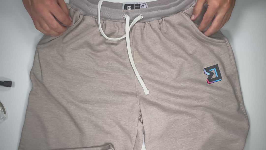 Premium Tan Jogger Shorts – Breathable Loopback Non-Fleece