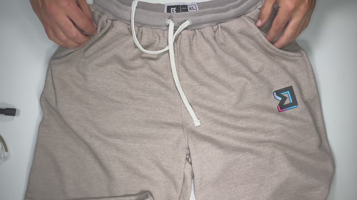 Premium Tan Jogger Shorts – Breathable Loopback Non-Fleece