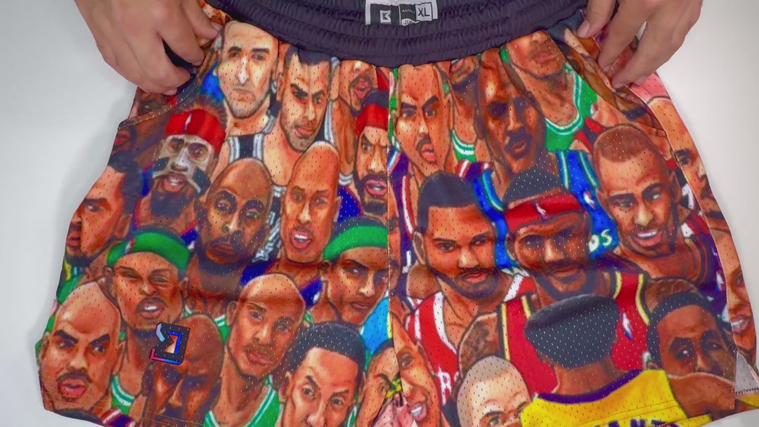 RIVALS – Mamba Edition mesh basketball shorts featuring stylized illustrated rivals artwork by Trap’N Shorts. Made to Order.