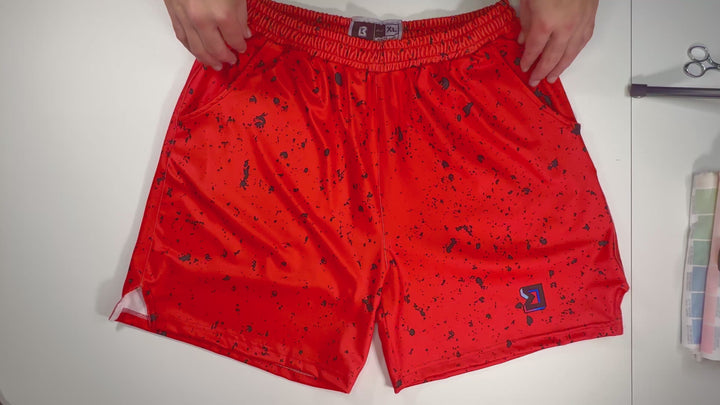 Speckle Red Soft-QD Basketball Shorts — Premium Materials