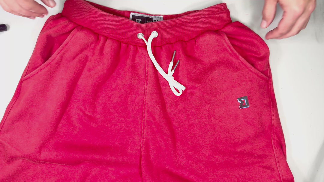 Red Acid Loopback Terry Jogger Shorts — Premium Cotton