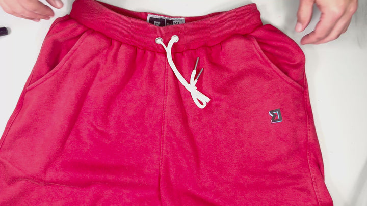 Red Acid Loopback Terry Jogger Shorts — Premium Cotton