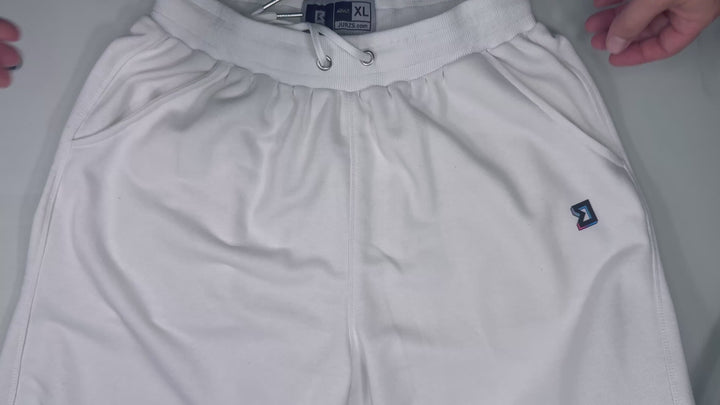 White Loopback Terry Jogger Shorts — Premium Cotton