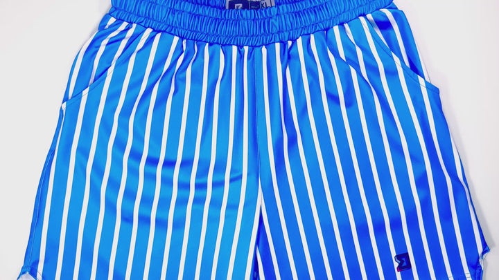 Blue Stripes Soft-QD Basketball Shorts — Dry Fit