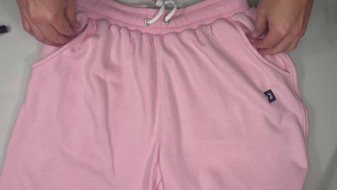 Pink Loopback Terry Jogger Shorts — Premium Cotton