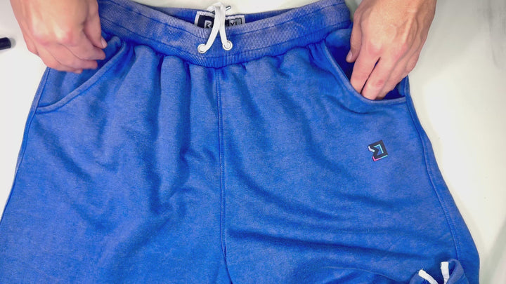 Blue Acid Loopback Terry Jogger Shorts — Premium Cotton