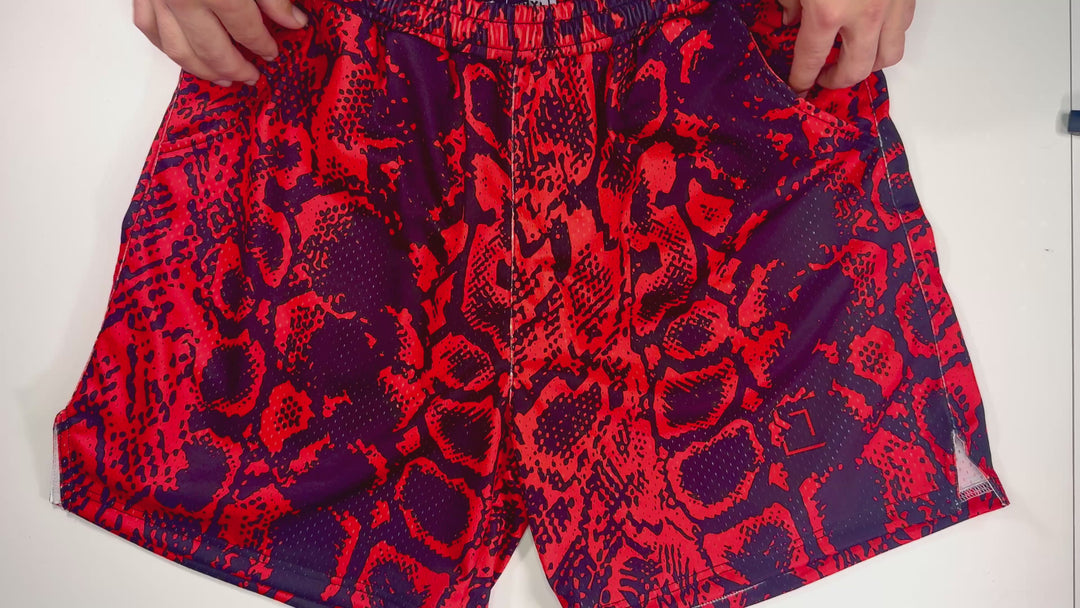 Red Mamba Mesh Basketball Shorts — Premium Performance