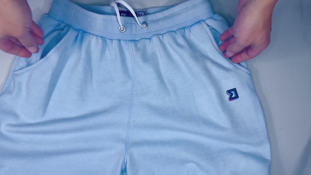 Sky Blue Loopback Terry Jogger Shorts — Premium Cotton