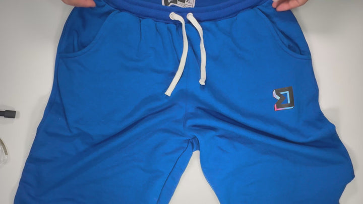 Premium Athletic Blue Jogger Shorts – Breathable Loopback Non-Fleece