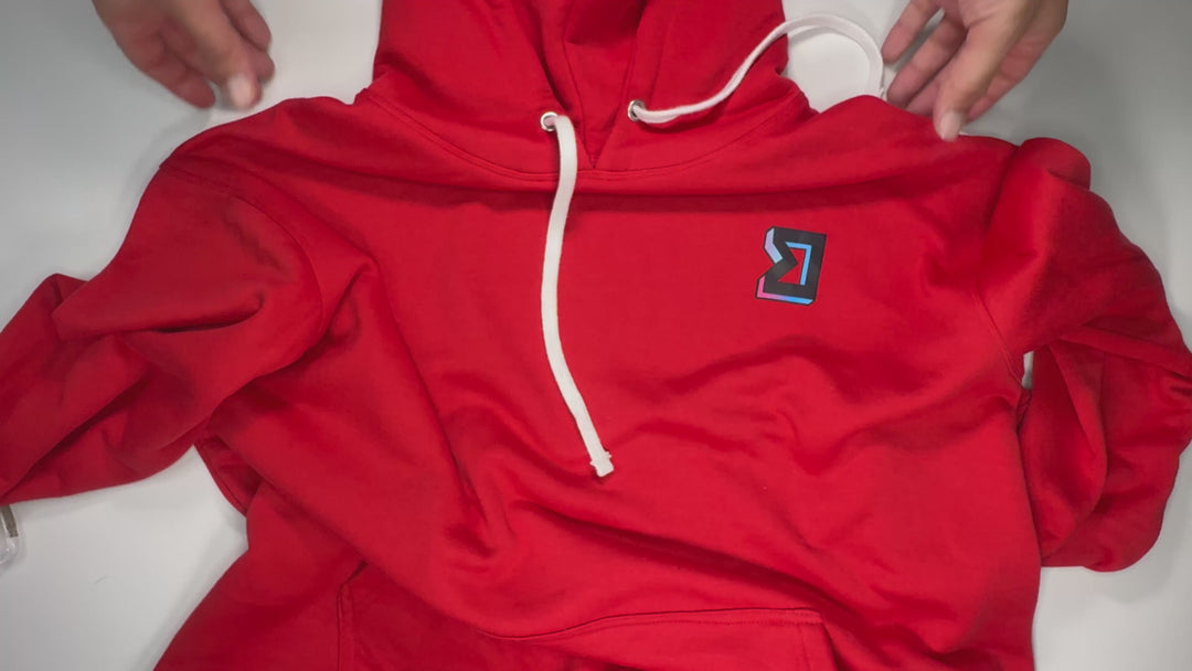 Premium Athletic Red Breathable Loopback Hoodie – Breathable Non-Fleece