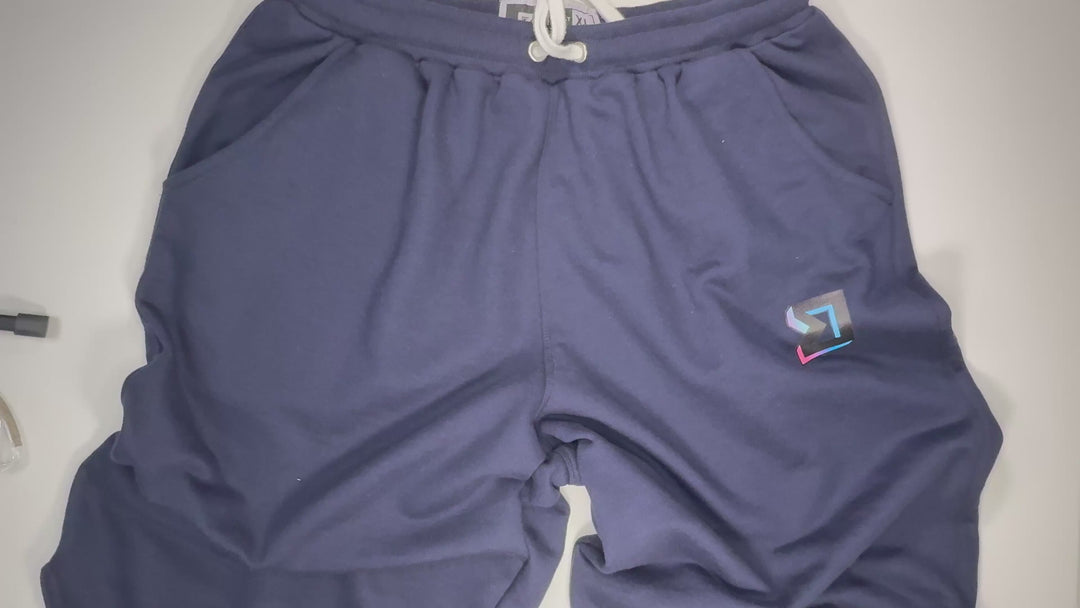 Premium Athletic Navy Jogging Shorts – Breathable Loopback Non-Fleece