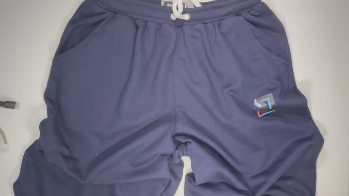 Premium Athletic Navy Jogging Shorts – Breathable Loopback Non-Fleece
