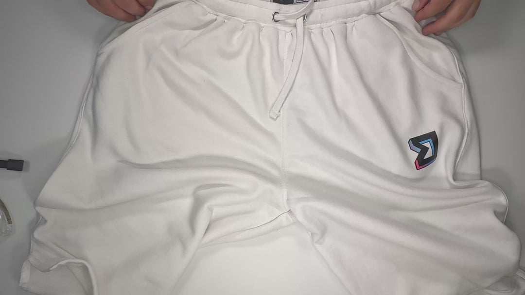 Premium White Jogger Shorts – Breathable Loopback Non-Fleece