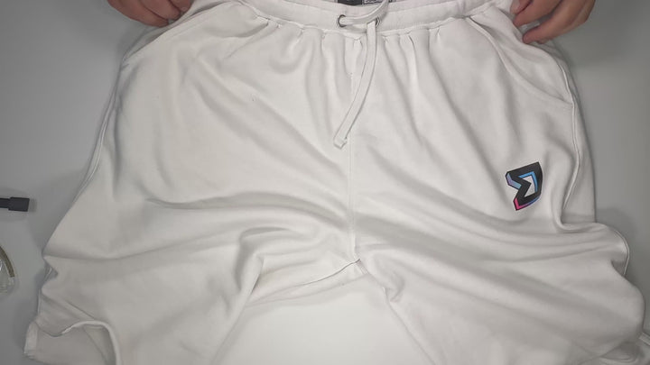 Premium White Jogger Shorts – Breathable Loopback Non-Fleece