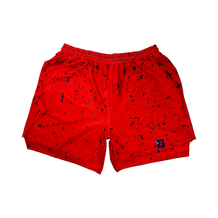 Speckle Red Soft-QD Basketball Shorts — Premium Materials