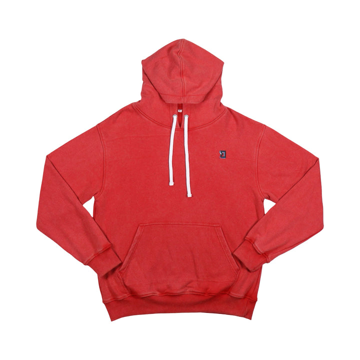 Red Acid Wash Loopback Terry Hoodie — Cotton