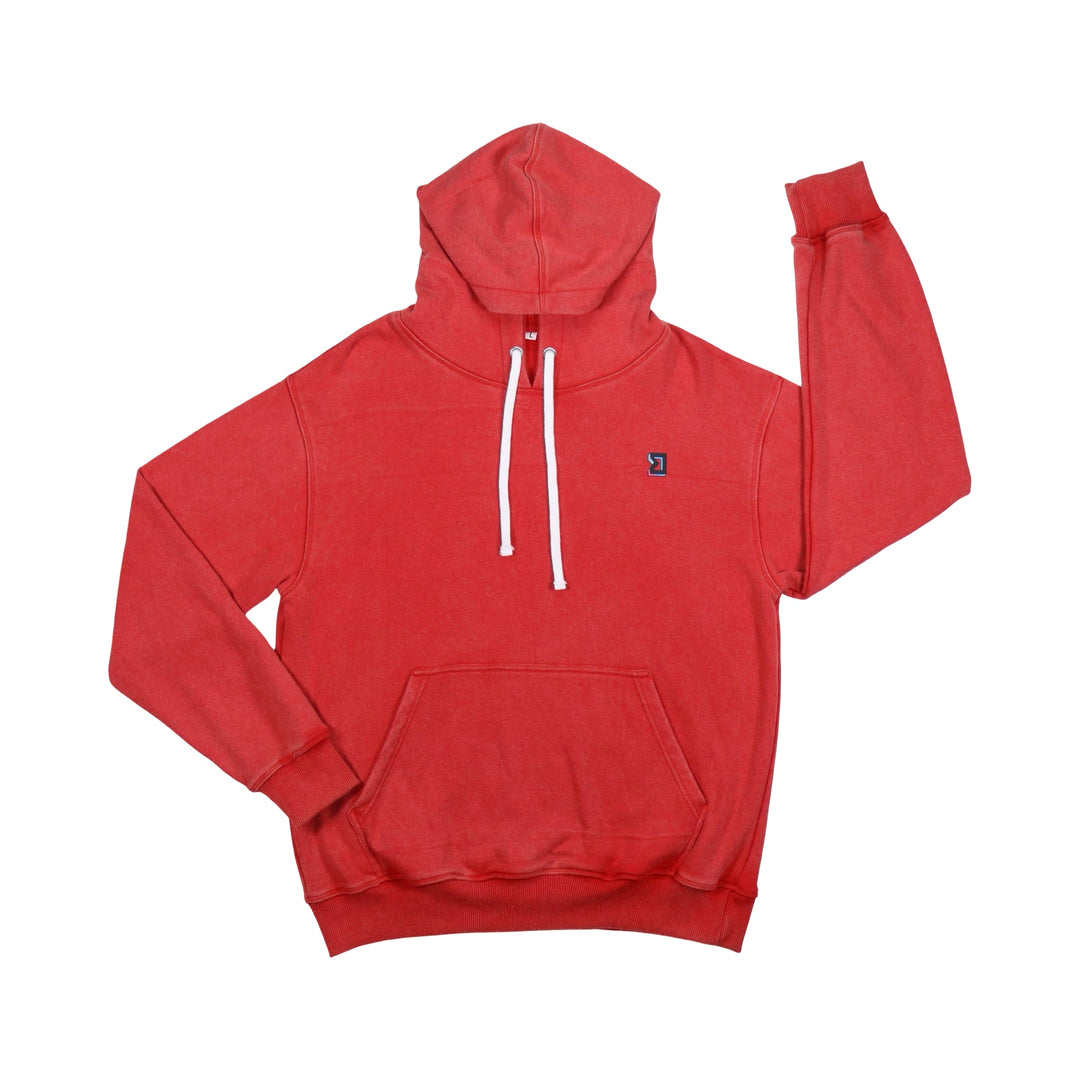 Red Acid Wash Loopback Terry Hoodie — Cotton