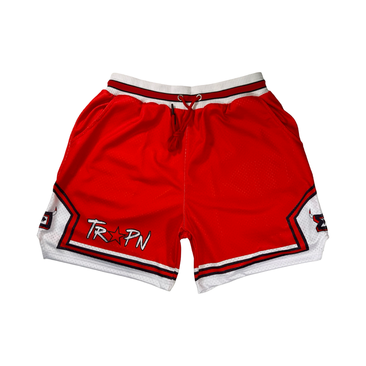 Premium Trap Goat Mesh Pro shorts with zippered back pockets, pro waistband, and bold above-the-knee fit by TRAPN Shorts