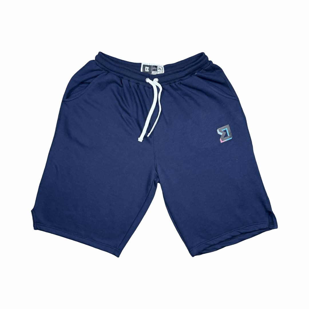 Premium Athletic Navy Jogging Shorts – Breathable Loopback Non-Fleece Trap'n Shorts