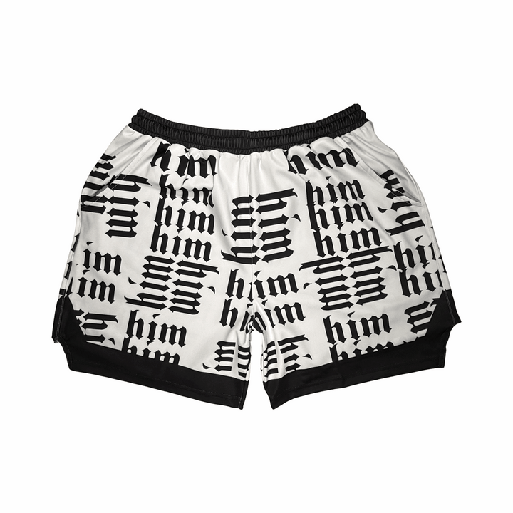 Basketball Shorts – Soft Quick Dry (HIM White/Black) Trap'n Shorts