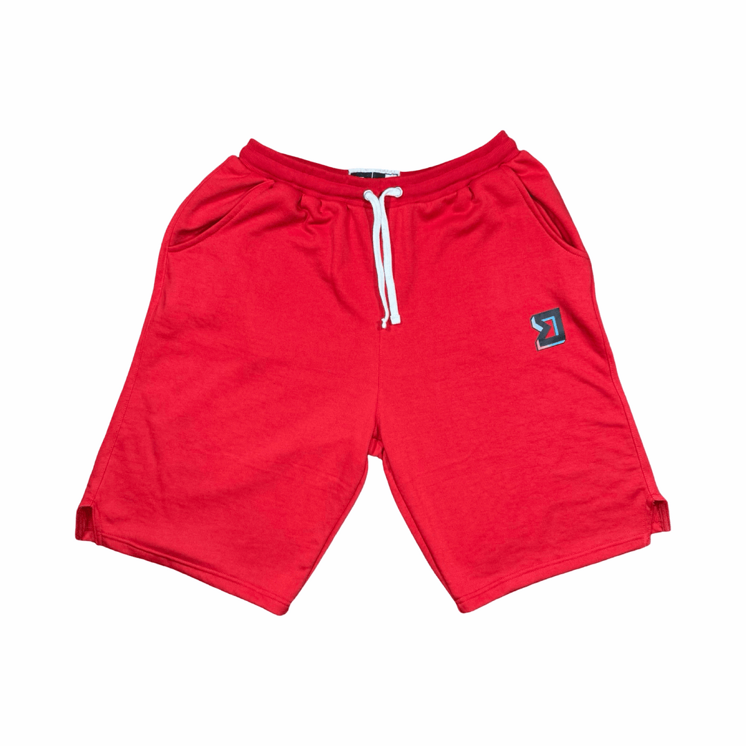Premium Athletic Red Jogger Shorts – Breathable Loopback Non-Fleece Trap'n Shorts