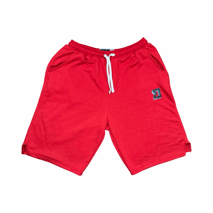 Premium Athletic Red Jogger Shorts – Breathable Loopback Non-Fleece Trap'n Shorts