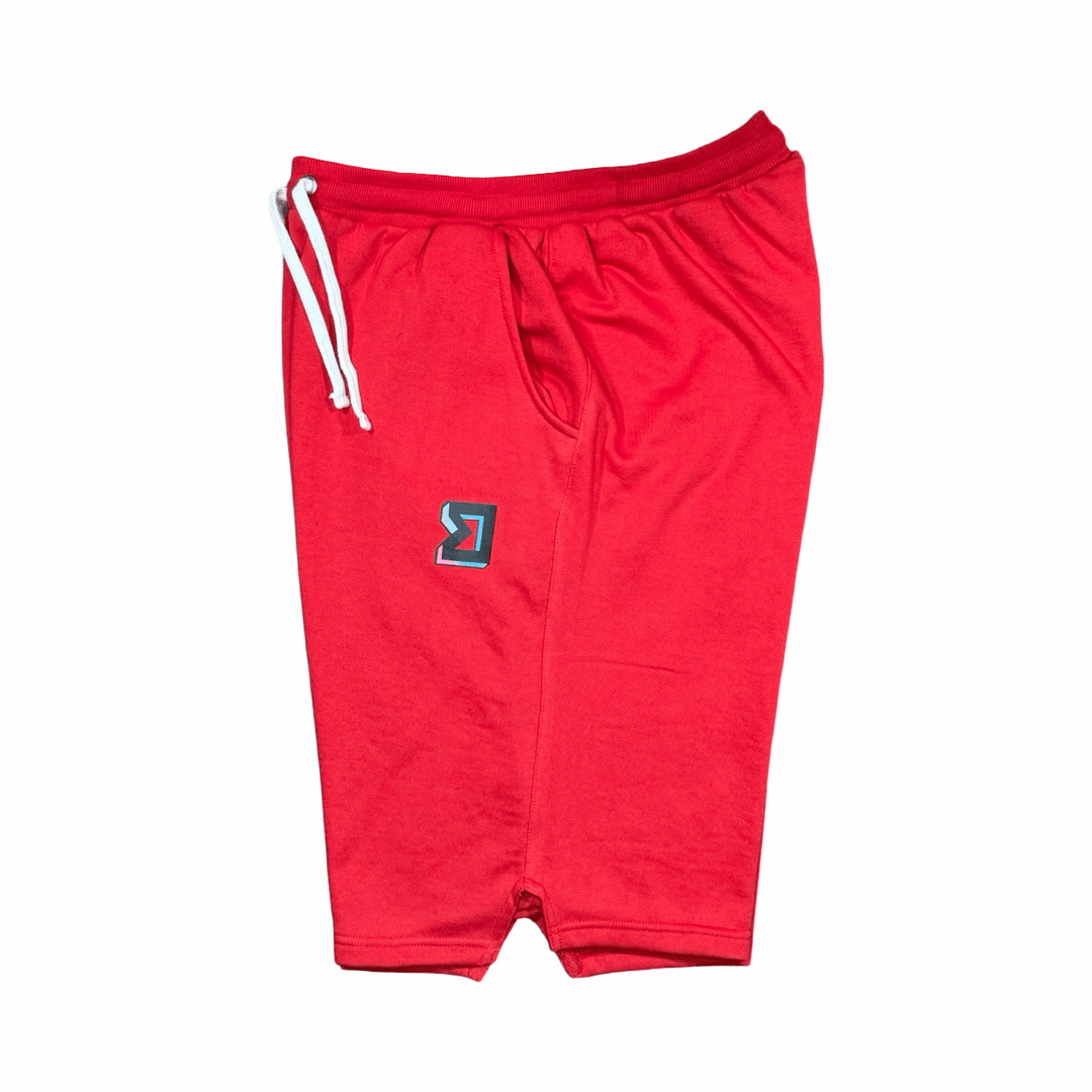 Premium Athletic Red Jogger Shorts – Breathable Loopback Non-Fleece Trap'n Shorts