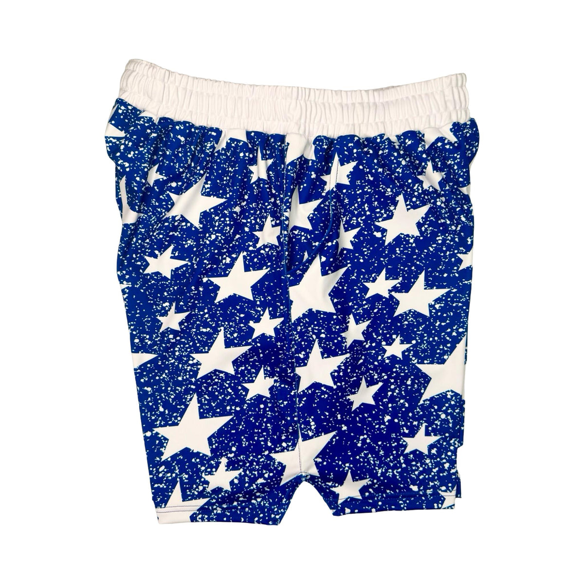 Navy blue smooth dry fit shorts with white star snow pattern