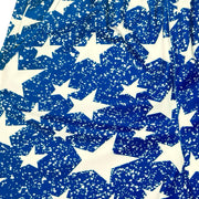 Navy blue smooth dry fit shorts with white star snow pattern close up texture 