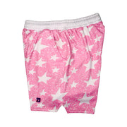Pink soft dry fit shorts with white snowy star pattern