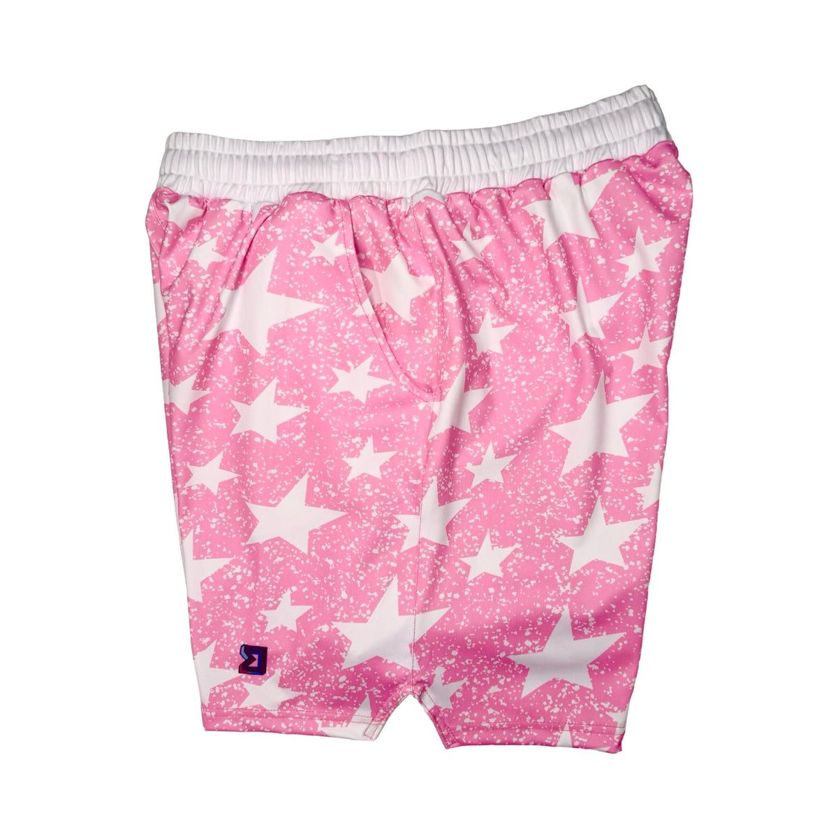 Pink soft dry fit shorts with white snowy star pattern