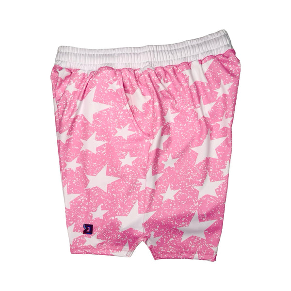 Pink soft dry fit shorts with white snowy star pattern