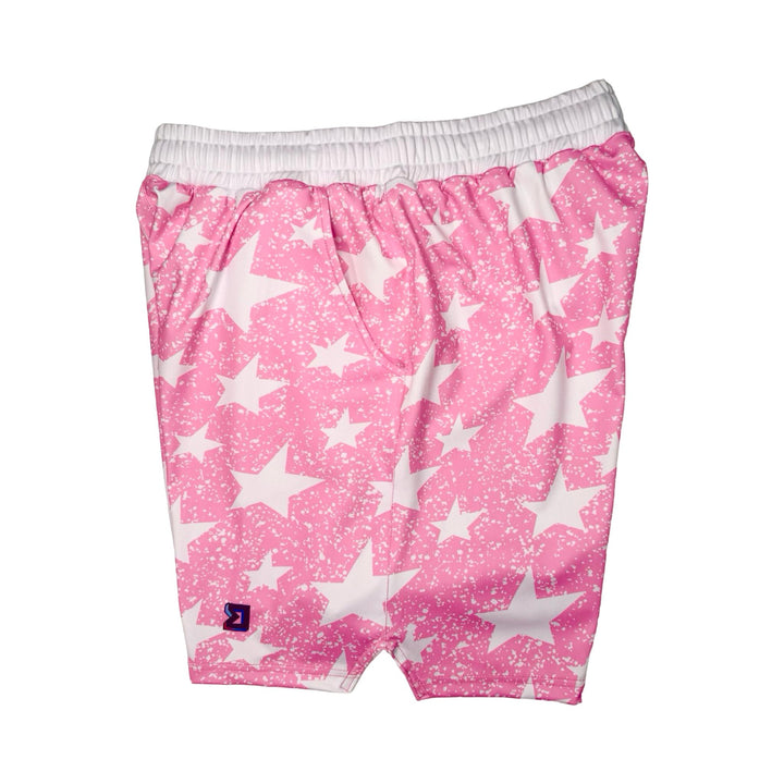 Pink soft dry fit shorts with white snowy star pattern