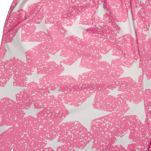 Pink soft dry fit shorts with white snowy star pattern