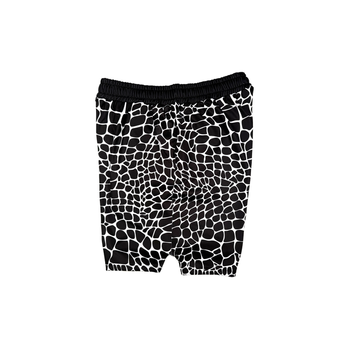 Viper Soft Quick-Dry shorts with dark reptile-scale pattern, lightweight feel, and above-knee fit. Made to Order performance shorts by Trap’N Shorts.