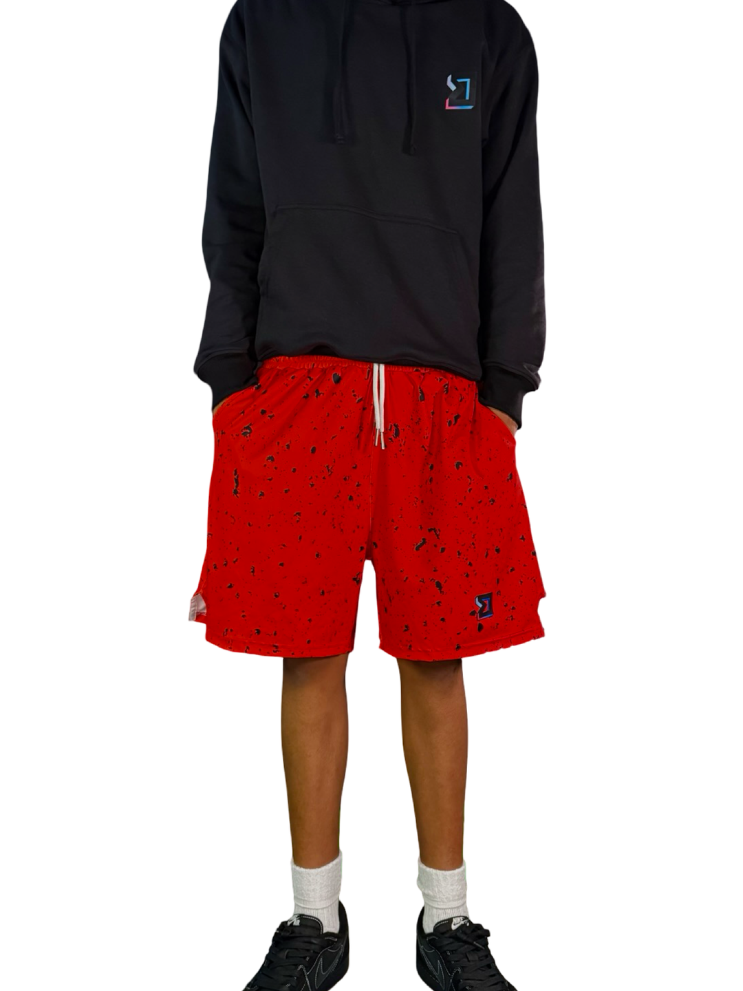 Speckle Red Soft-QD Basketball Shorts — Premium Materials