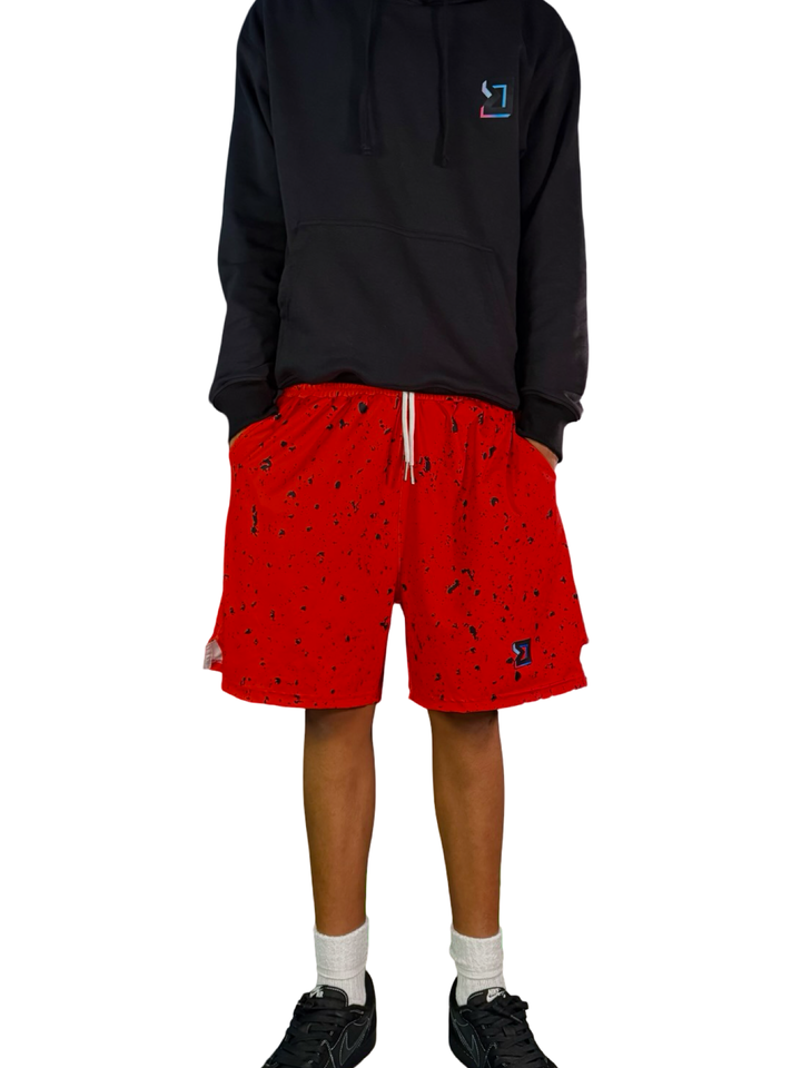 Speckle Red Soft-QD Basketball Shorts — Premium Materials