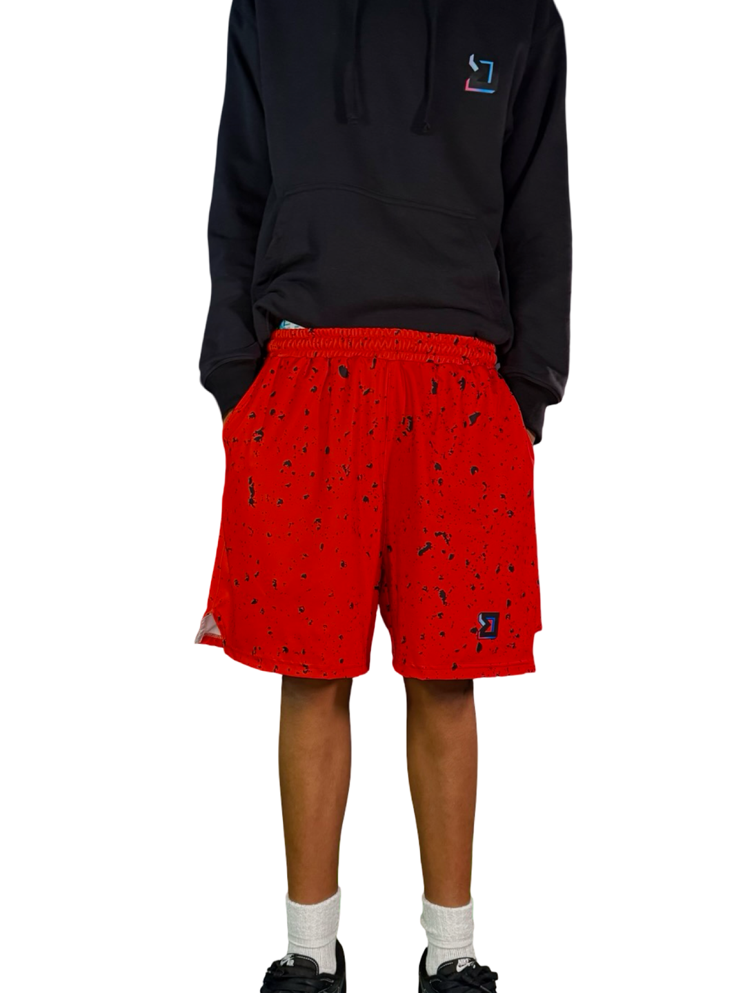 Speckle Red Soft-QD Basketball Shorts — Premium Materials