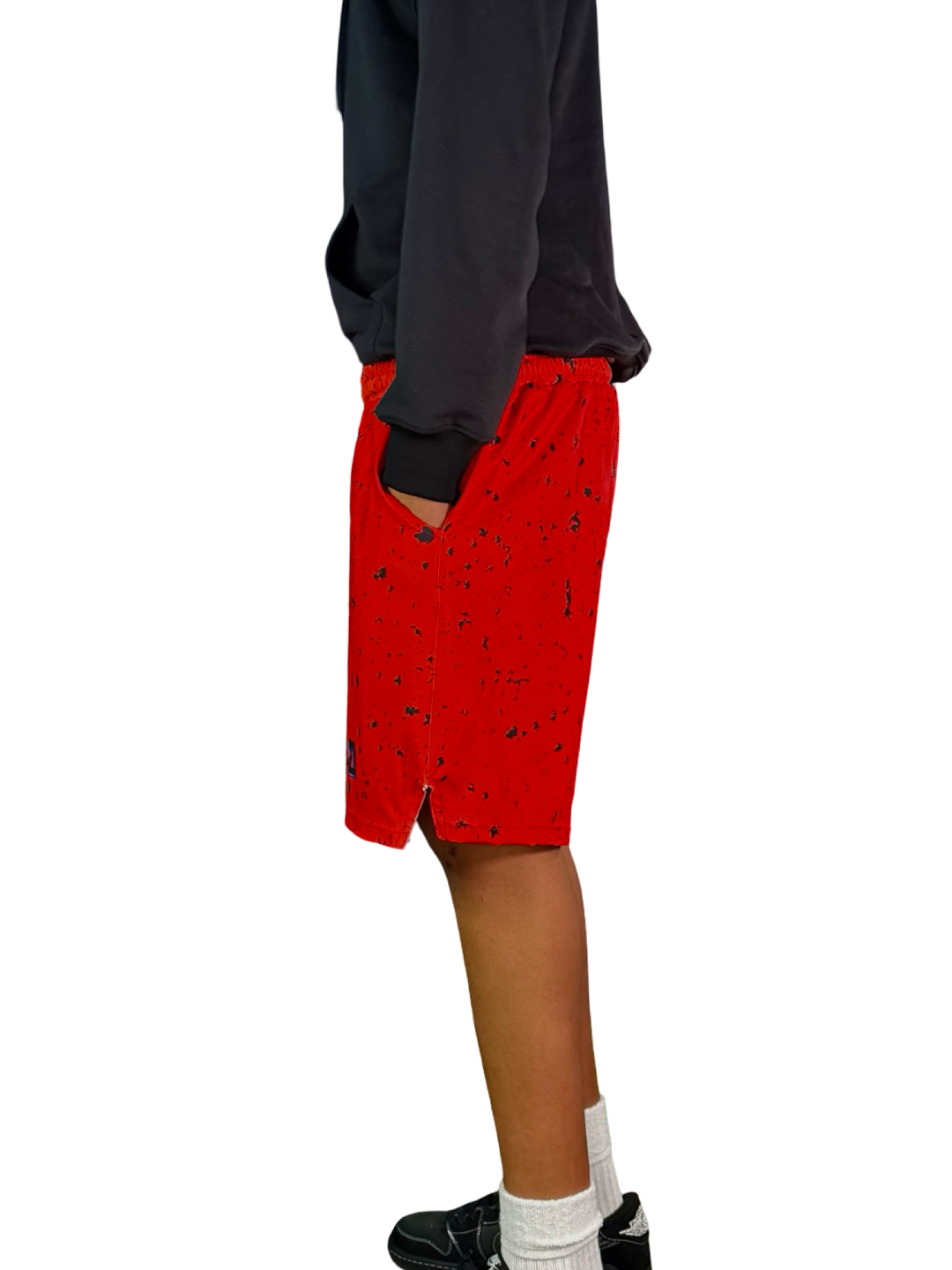 Speckle Red Soft-QD Basketball Shorts — Premium Materials