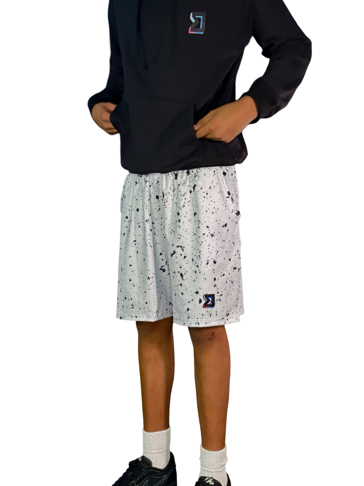 Speckle White Soft-QD Basketball Shorts — Premium Materials