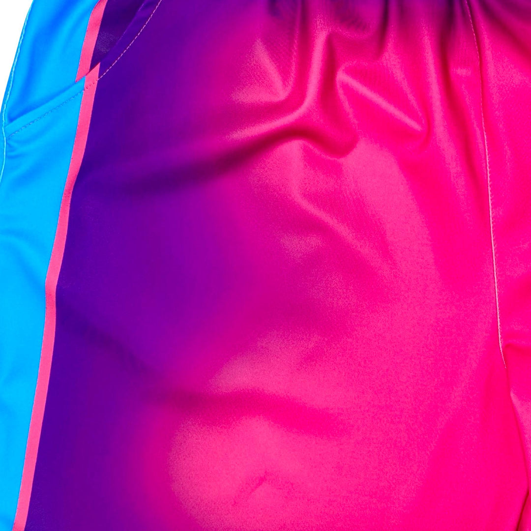 Close-up of a pink and blue fabric texture